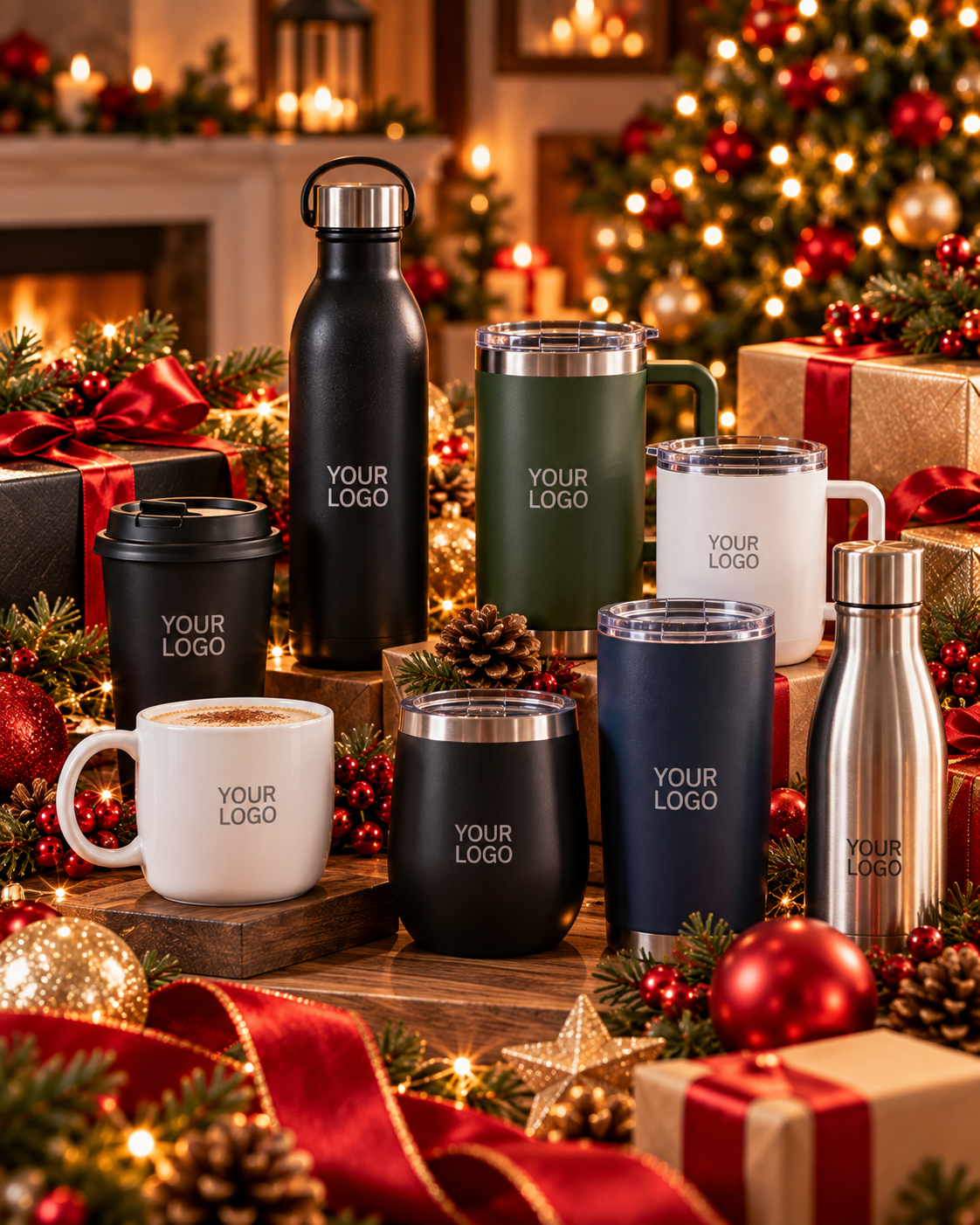 Branded drinkware promotional products for Christmas gifts by WISE Promotions