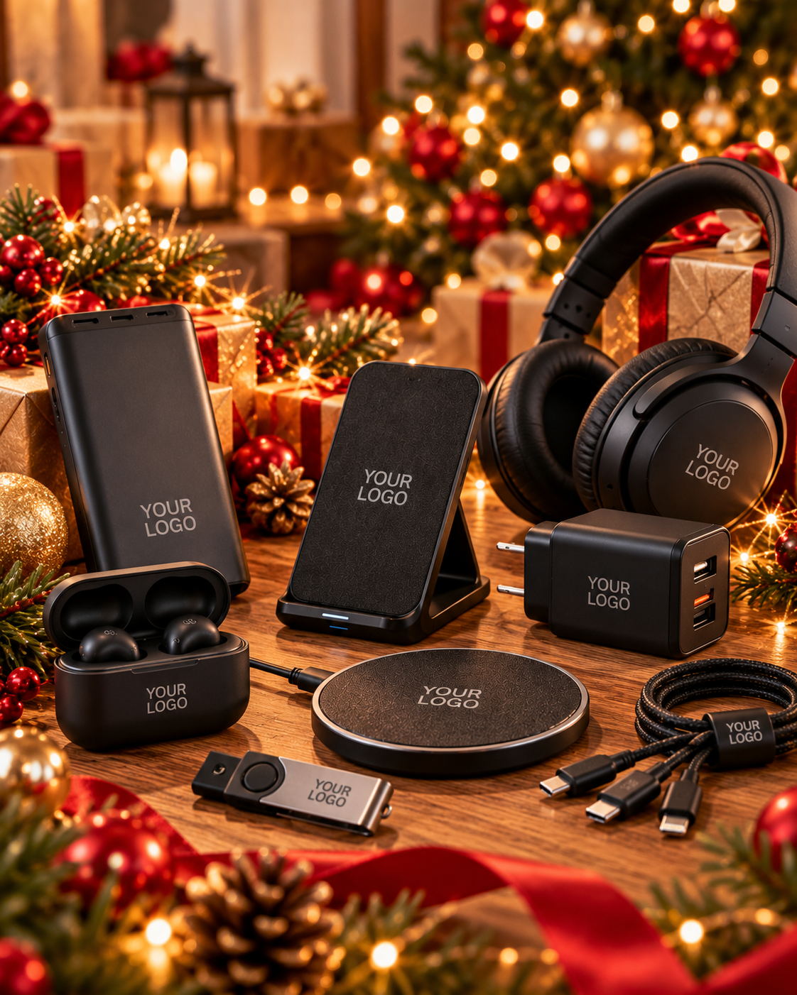 Branded tech promotional products for Christmas gifts by WISE Promotions