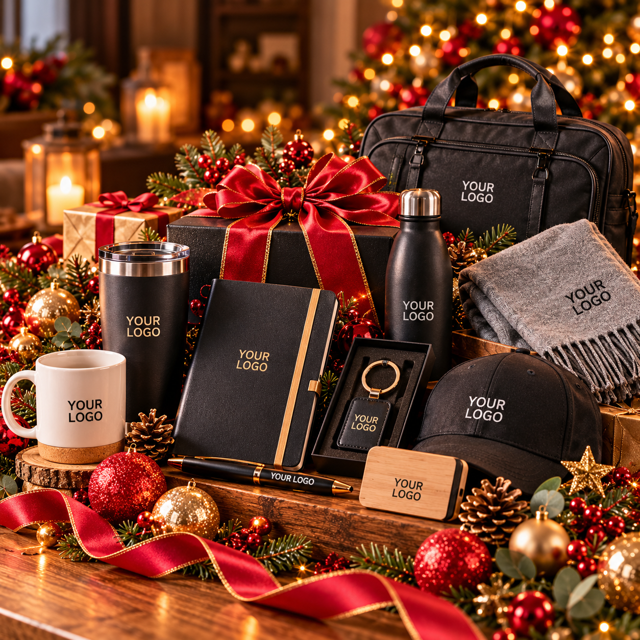 Christmas promotional products including branded drinkware, bags, notebooks and corporate gifts from WISE Promotions